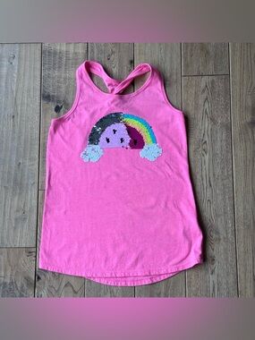 Cat & Jack Pink Flip Sequin Twist Back Tank Top size Large 10/12